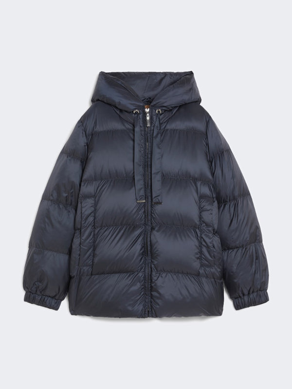 The Cube Down Jacket in Water-Repellent Canvas Midnight Blue
